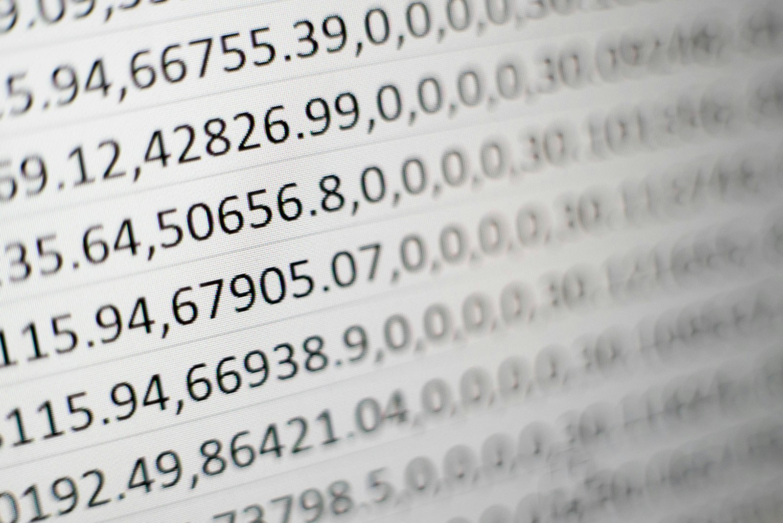 White printing paper with numbers