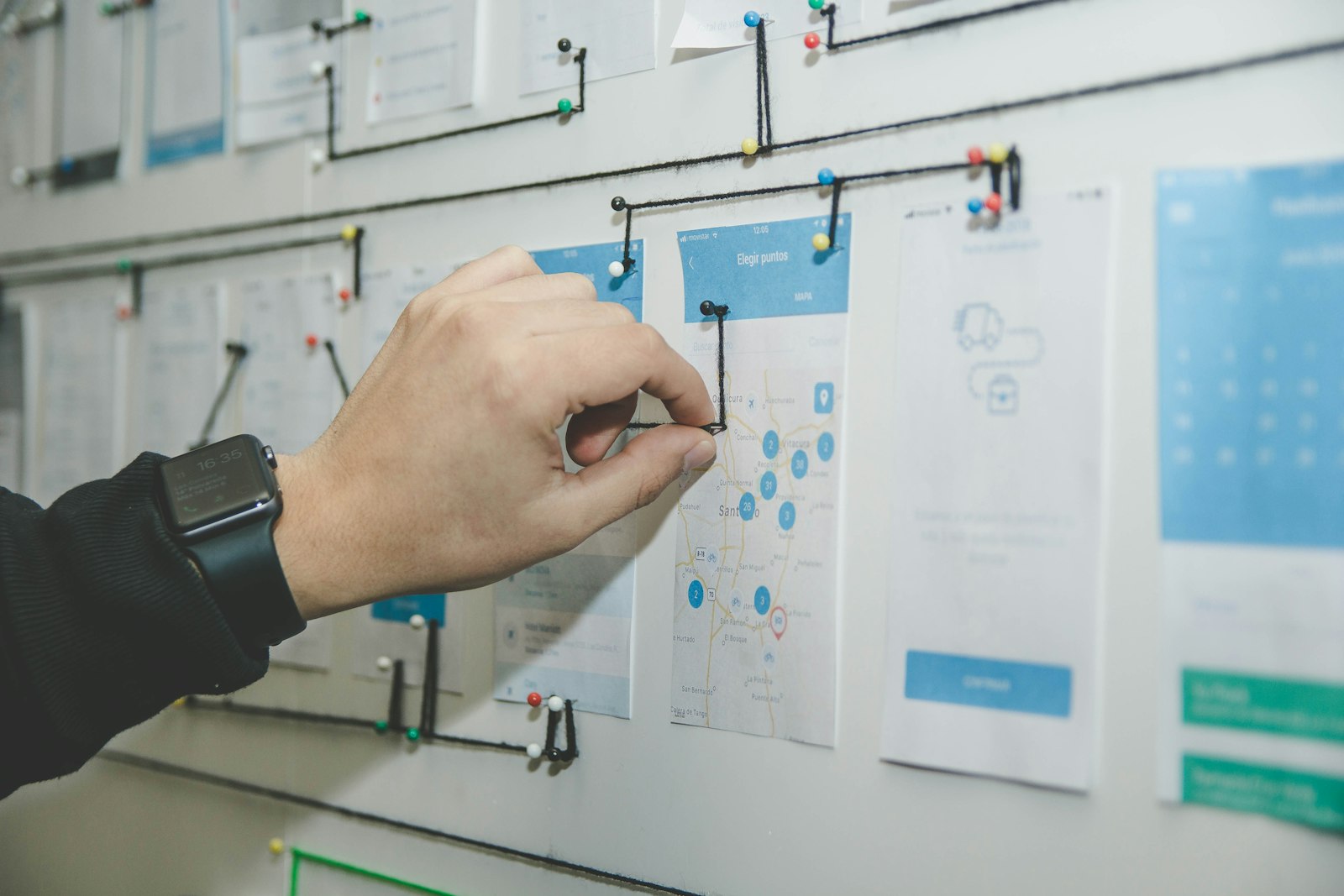 Planning wall with product sketches
